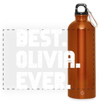 Best Olivia Ever Gift Saying - Panoramic Drinks Bottle with Carabiner 750 ml - burnt orange - Front