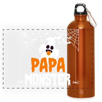 Funny Daddy Monster Halloween Outfit with Ghost - Panoramic Drinks Bottle with Carabiner 750 ml - burnt orange - Front