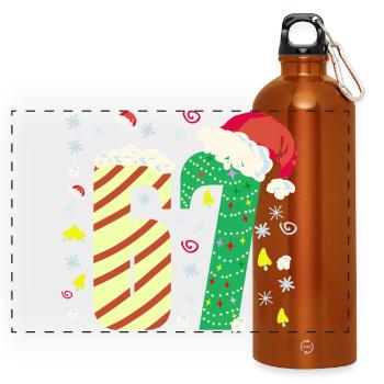 67 Christmas  - Panorama Trinkflasche mit Karabiner 750 ml - Orange - Vorne