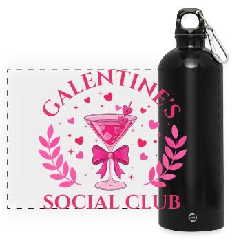 Galentine's Social Club Gals Brunch-Squad-Vibes - Panorama Trinkflasche mit Karabiner 750 ml - Schwarz - Vorne