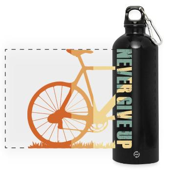 Fahrrad-Silhouette Gradient-Design - Panorama Trinkflasche mit Karabiner 750 ml - Schwarz - Vorne