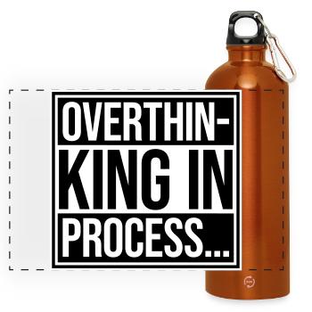 Overthinking In Process Lustig Grübeln Spruch Logo - Panorama Trinkflasche mit Karabiner 750 ml - Orange - Vorne