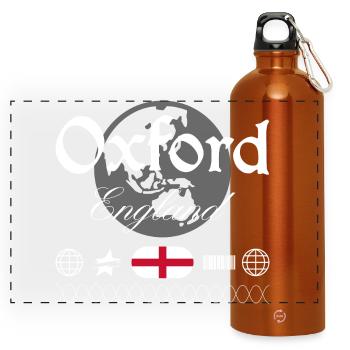 Oxford England Streetwear Reise Souvenir - Panorama Trinkflasche mit Karabiner 750 ml - Orange - Vorne