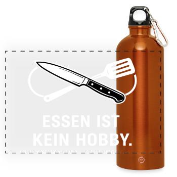 Essen ist kein Hobby – minimalistisches Koch Shirt - Panorama Trinkflasche mit Karabiner 750 ml - Orange - Vorne