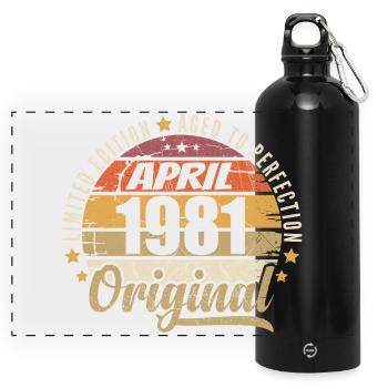 April 1981 Geburtstagsgeschenk - Panorama Trinkflasche mit Karabiner 750 ml - Schwarz - Vorne