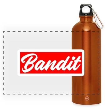bandit thief crime criminal sticker hooligan gang - Panoramic Drinks Bottle with Carabiner 750 ml - burnt orange - Front
