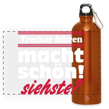 Traktor , Trecker , LandmaschineTrecker fahren(25) - Panorama Trinkflasche mit Karabiner 750 ml - Orange - Vorne