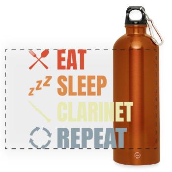 Eat Sleep Clarinet Repeat - Panoramic Drinks Bottle with Carabiner 750 ml - burnt orange - Front