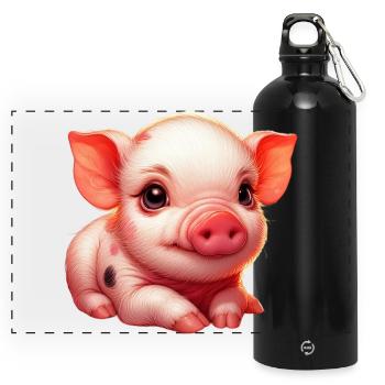 Piglet piglet - Panoramic Drinks Bottle with Carabiner 750 ml - black - Front