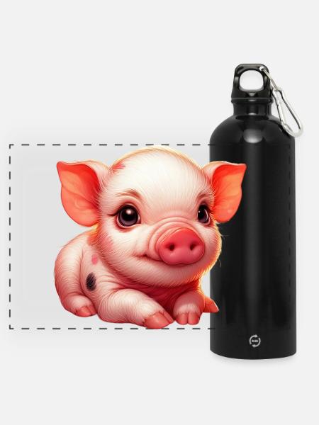 Ferkel-Ferkel - Panorama Trinkflasche mit Karabiner 750 ml - Schwarz
