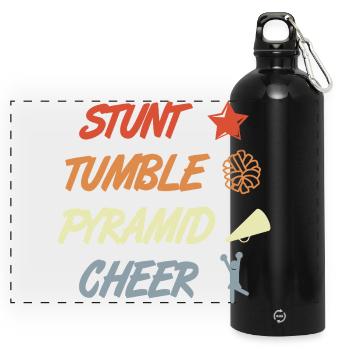 Vintage Cheerleader Spruch - Panorama Trinkflasche mit Karabiner 750 ml - Schwarz - Vorne