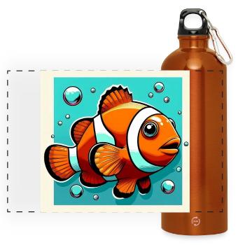 Clownfisch - Panorama Trinkflasche mit Karabiner 750 ml - Orange - Vorne