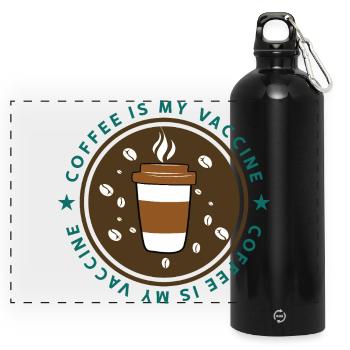 Vaccinated with coffee - Panoramic Drinks Bottle with Carabiner 750 ml - black - Front