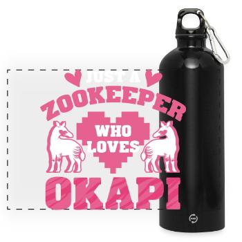 Gardien de zoo qui aime l’okapi - Gourde panoramique avec mousqueton 750 ml - noir - Devant