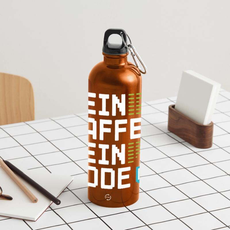 No Coffee No Code Programmer Computer Scientist Panoramic Drinks Bottle with Carabiner 750 ml