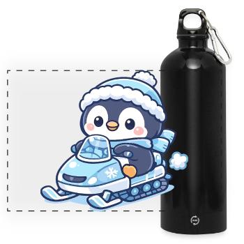 Penguin Snow Sled Magic - Panoramic Drinks Bottle with Carabiner 750 ml - black - Front