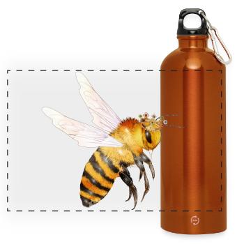 fliegende Bienenkönigin von Hand gezeichnet - Panorama Trinkflasche mit Karabiner 750 ml - Orange - Vorne