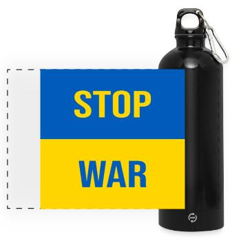 Stop War - Panoramic Drinks Bottle with Carabiner 750 ml - black - Front