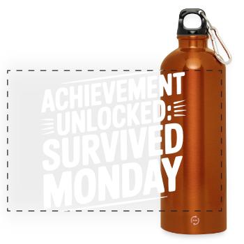 Achievement Unlocked Survived Monday - Panoramic Drinks Bottle with Carabiner 750 ml - burnt orange - Front
