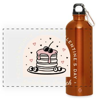 Galentines besties girls brunch party matching - Panoramic Drinks Bottle with Carabiner 750 ml - burnt orange - Front