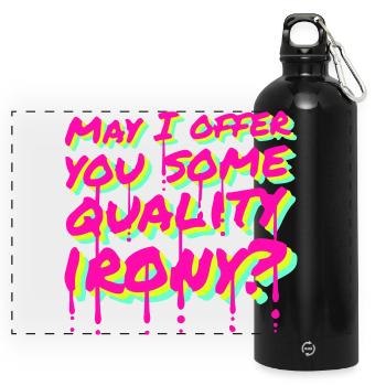 Puis-je vous offrir un peu d’ironie de qualité, Lustiger Spruch - Gourde panoramique avec mousqueton 750 ml - noir - Devant