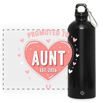 Aunt 2026 Aunt 2026 Promoted to Aunt 2026 - Panoramic Drinks Bottle with Carabiner 750 ml - black - Front