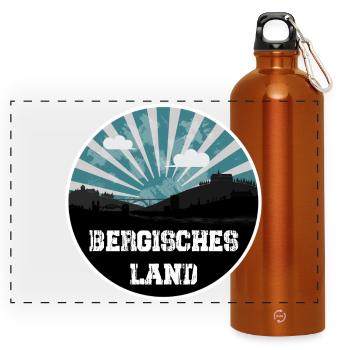 Bergisches Land Skyline Blue Hour - Panoramic Drinks Bottle with Carabiner 750 ml - burnt orange - Front