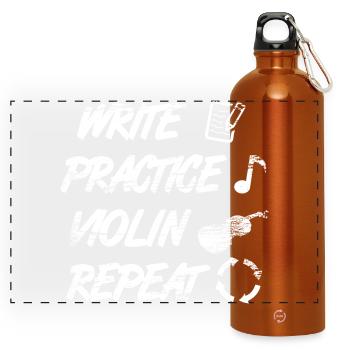 Schreiben üben Violine wiederholen - Panorama Trinkflasche mit Karabiner 750 ml - Orange - Vorne