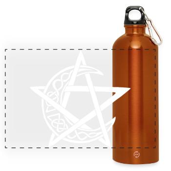 Weißes Mond-Pentagramm - Panorama Trinkflasche mit Karabiner 750 ml - Orange - Vorne