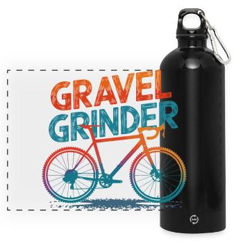 Gravel Grinder Fahrrad Illustration - Panorama Trinkflasche mit Karabiner 750 ml - Schwarz - Vorne