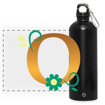 O - Panoramic Drinks Bottle with Carabiner 750 ml - black - Front