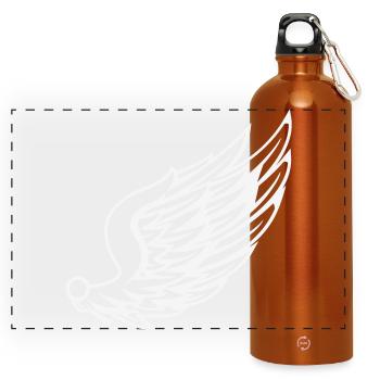 Ailes avec dessin de plumes dynamiques - Gourde panoramique avec mousqueton 750 ml - orange - Devant