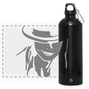 Model - Panoramic Drinks Bottle with Carabiner 750 ml - black - Front