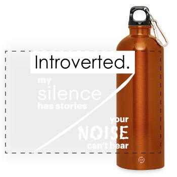 Citations d’introverti - Gourde panoramique avec mousqueton 750 ml - orange - Devant