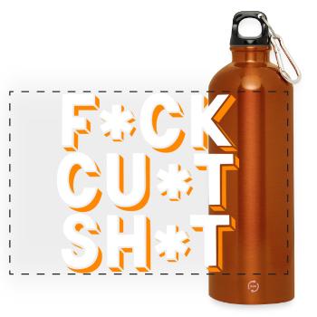 Swear Words Censored Text - Panoramic Drinks Bottle with Carabiner 750 ml - burnt orange - Front