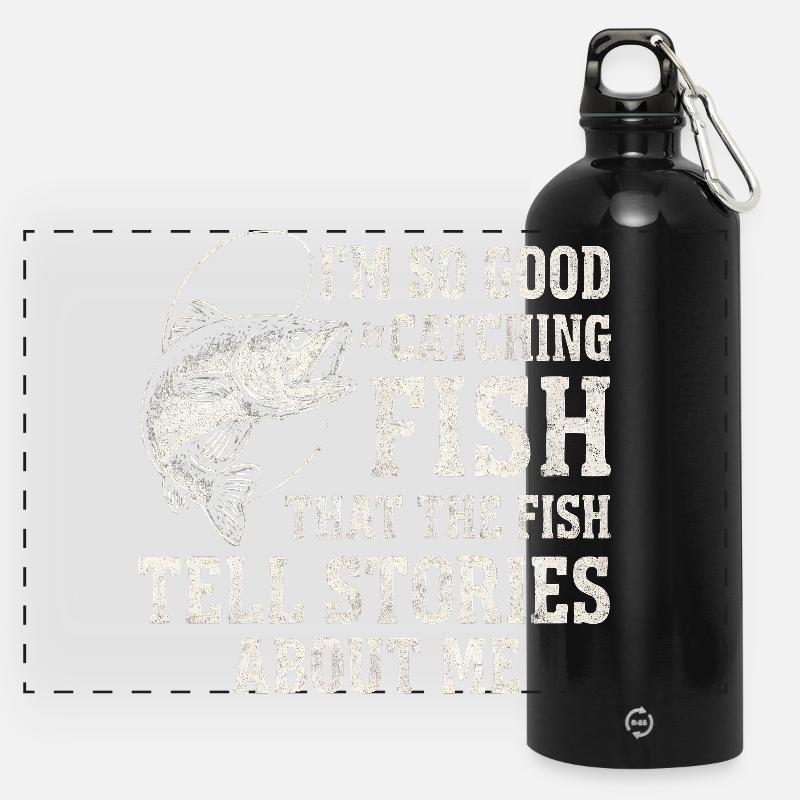 I'm So Good At Catching Fish Angler Spruch Angeln - Panorama Trinkflasche mit Karabiner 750 ml - Schwarz