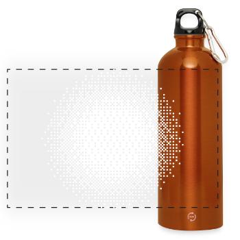 Halftone Circular Mosaic - Panoramic Drinks Bottle with Carabiner 750 ml - burnt orange - Front