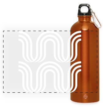 Monochrome Waves Embrace - Panoramic Drinks Bottle with Carabiner 750 ml - burnt orange - Front