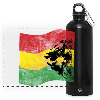 Lion Reggae Drapeau - Gourde panoramique avec mousqueton 750 ml - noir - Devant