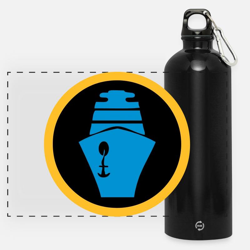 Navire | Croisière | Bac - Gourde panoramique avec mousqueton 750 ml - noir