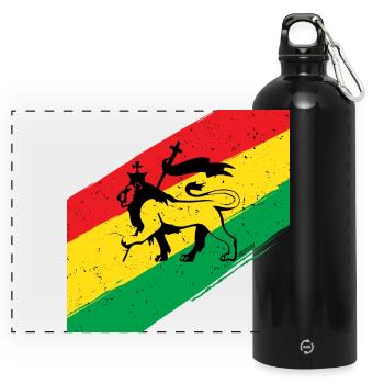Lion rasta devant un drapeau tricolore - Gourde panoramique avec mousqueton 750 ml - noir - Devant