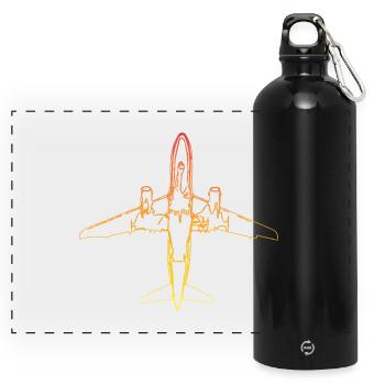plane - Panoramic Drinks Bottle with Carabiner 750 ml - black - Front