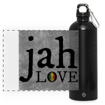 Jah Love Graffiti Design - Gourde panoramique avec mousqueton 750 ml - noir - Devant