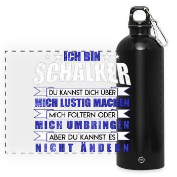 I am Schalke Fan design gift idea - Panoramic Drinks Bottle with Carabiner 750 ml - black - Front