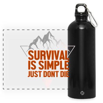 Outdoor survival prepper - Panoramic Drinks Bottle with Carabiner 750 ml - black - Front