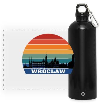 Wroclaw Pologne Skyline Silhouette Souvenir Flag - Gourde panoramique avec mousqueton 750 ml - noir - Devant