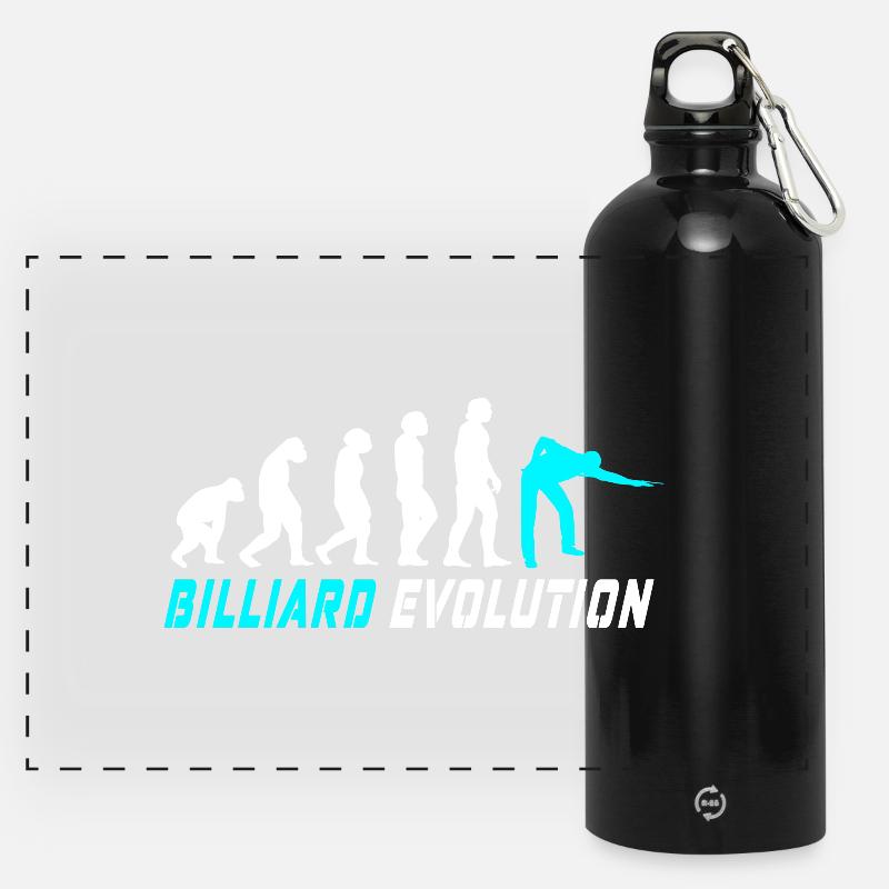 Billiard evolution design / gift idea - Panoramic Drinks Bottle with Carabiner 750 ml - black
