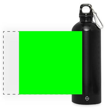grüner Hintergrund Textur Vorlage personalisieren - Panorama Trinkflasche mit Karabiner 750 ml - Schwarz - Vorne