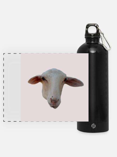 Schaf - Panorama Trinkflasche mit Karabiner 750 ml - Schwarz