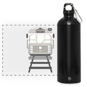 Tram, tram - Panoramic Drinks Bottle with Carabiner 750 ml - black - Front